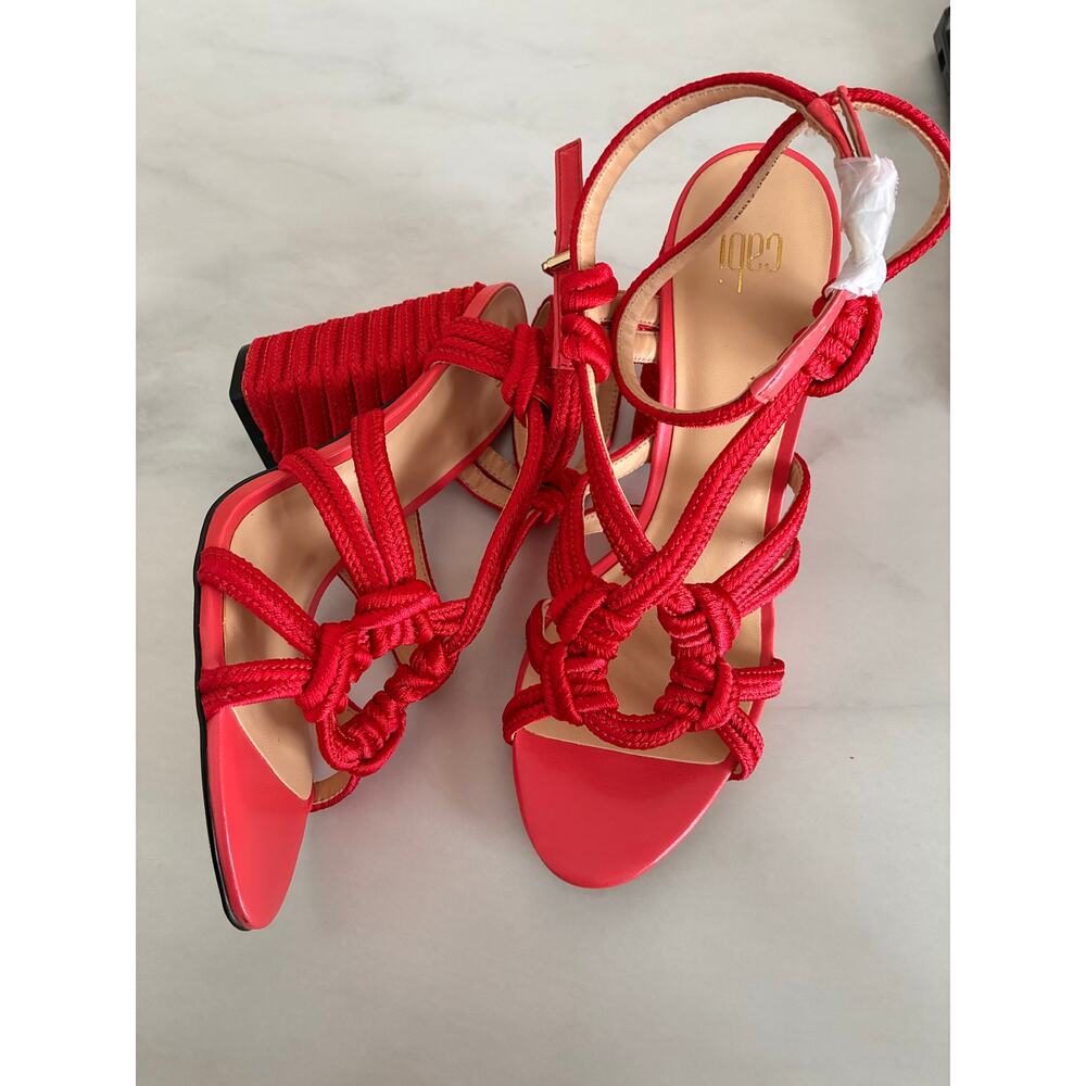 Cabi Hibiscus Red Rope Block Heel - Picture 3 of 5